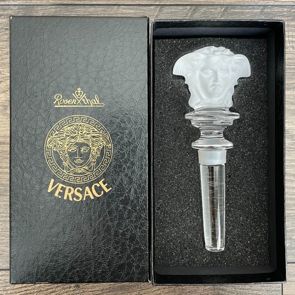 Rosenthal Versace Crystal Medusa Bottle Stopper with Box